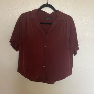 Madewell button up maroon top. Size small.
